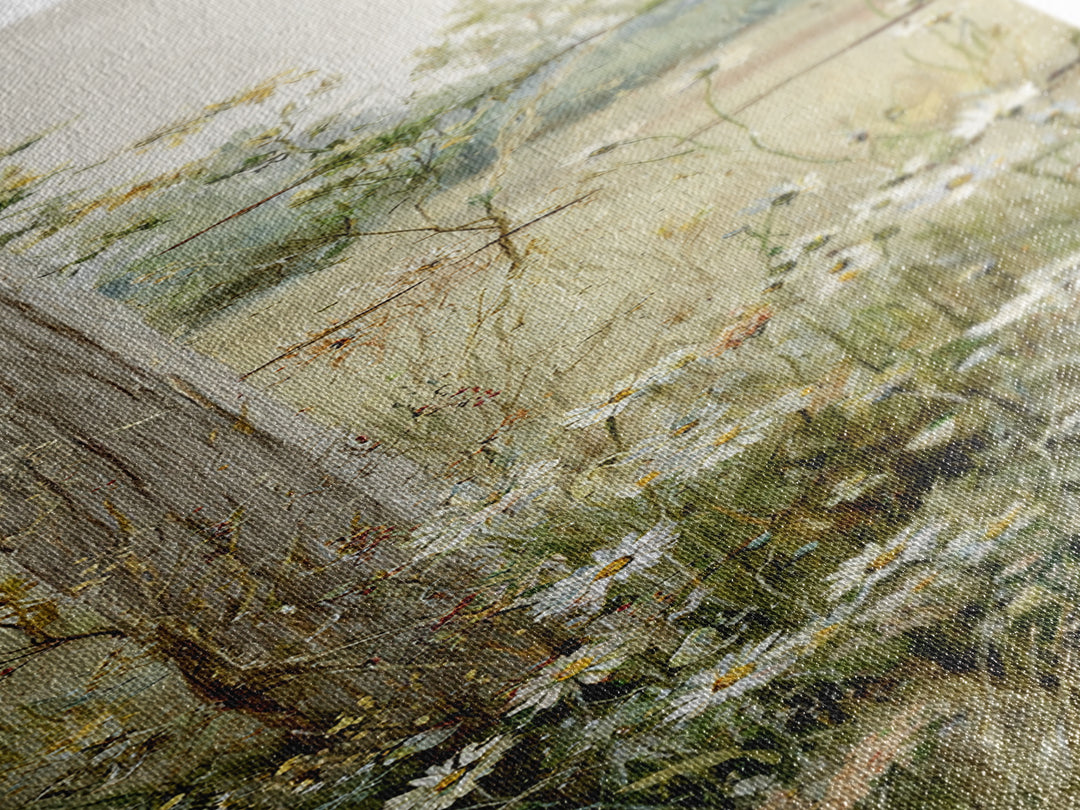 Wildflower Meadow Beside an Old Fence Canvas Print, Country Art, French Country, Farmhouse Decor, Country, Luxury Decor, COU-1x3-14