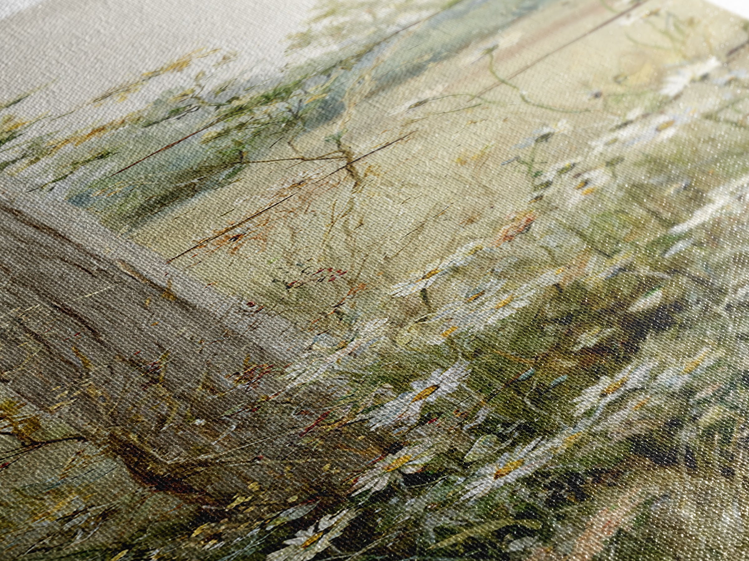 Wildflower Meadow Beside an Old Fence Canvas Print, Country Art, French Country, Farmhouse Decor, Country, Luxury Decor, COU-1x3-14