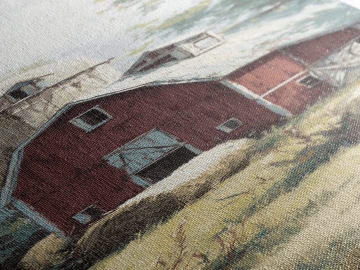 Hay Bales in Late Afternoon Sun Canvas Print, Country Art, Textured Painting, Farmhouse Decor, Fine Art, Country, Oil Painting, COU-1x3-32