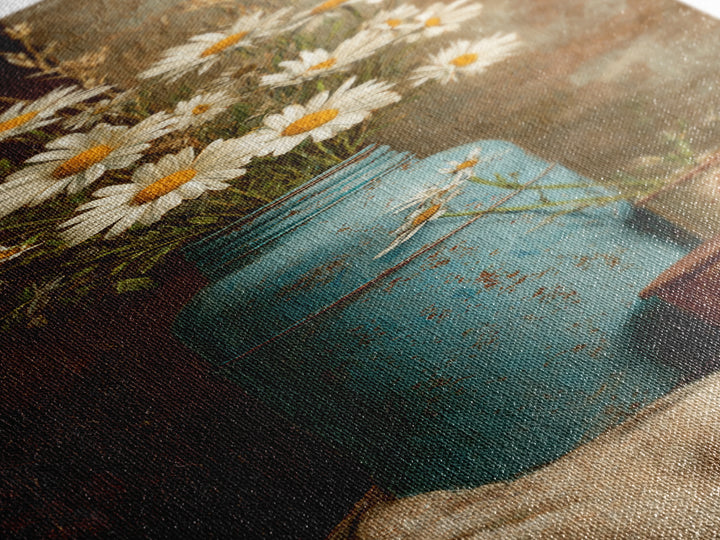 Milk Can and Daisies Rustic Still Life Canvas Print, Country Art, French Country, Farmhouse Decor, Fine Art, Country, COU-1x3-49