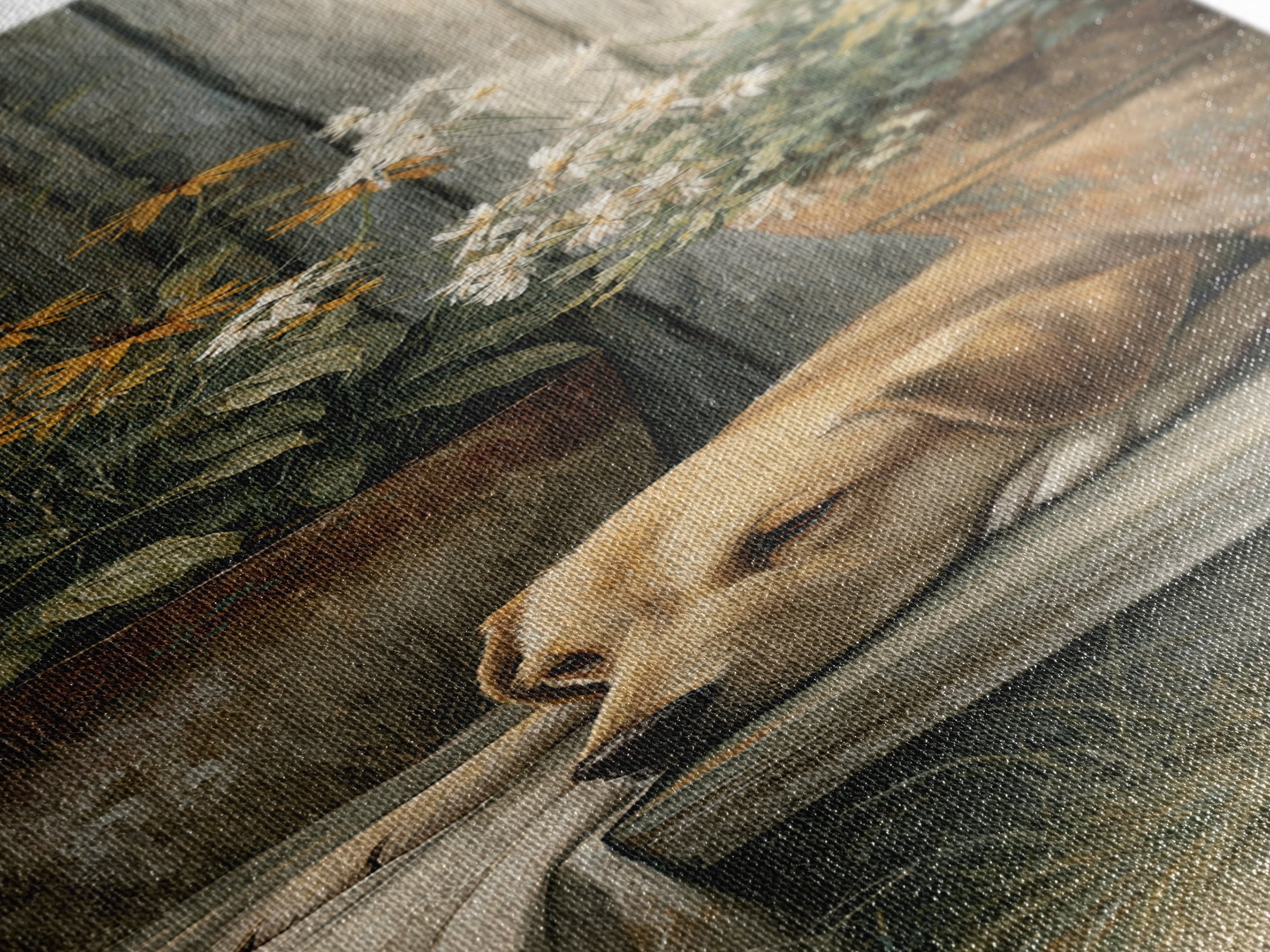 Dog Resting Beside a Porch Flower Pot Canvas Print, Country Art, Gallery Decor, Farmhouse Decor, Fine Art, Country, COU-1x3-82