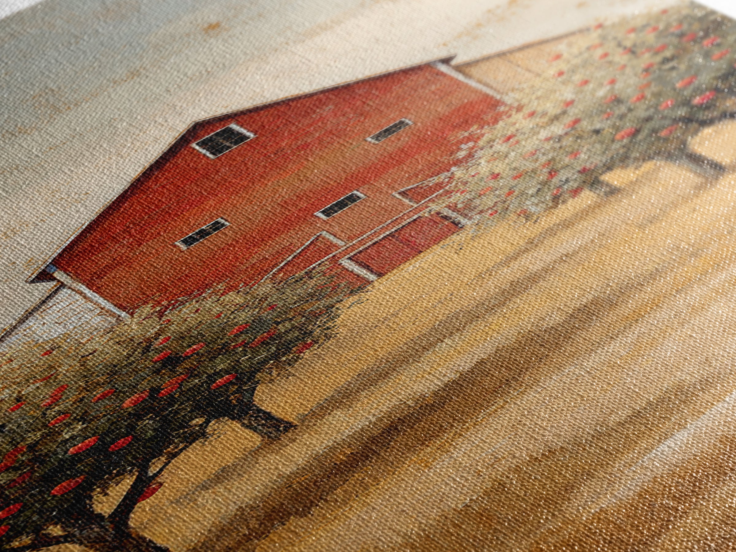 Apple Orchard with Warm Autumn Light Canvas Print, Country Art, Luxury Decor, Farmhouse Decor, Oil Painting, Country, COU-1x3-90