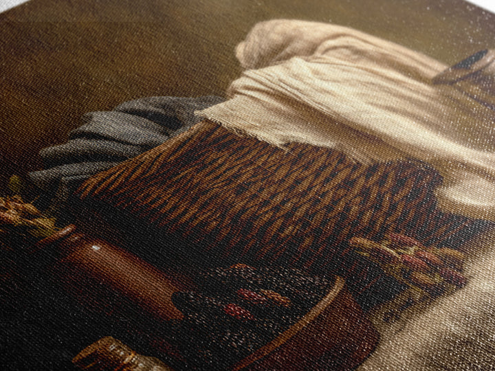 Blackberry Basket with Linen Cloth Canvas Print, Country Art, Contemporary Art, Farmhouse Decor, Abstract Art, Country, COU-2x1-17