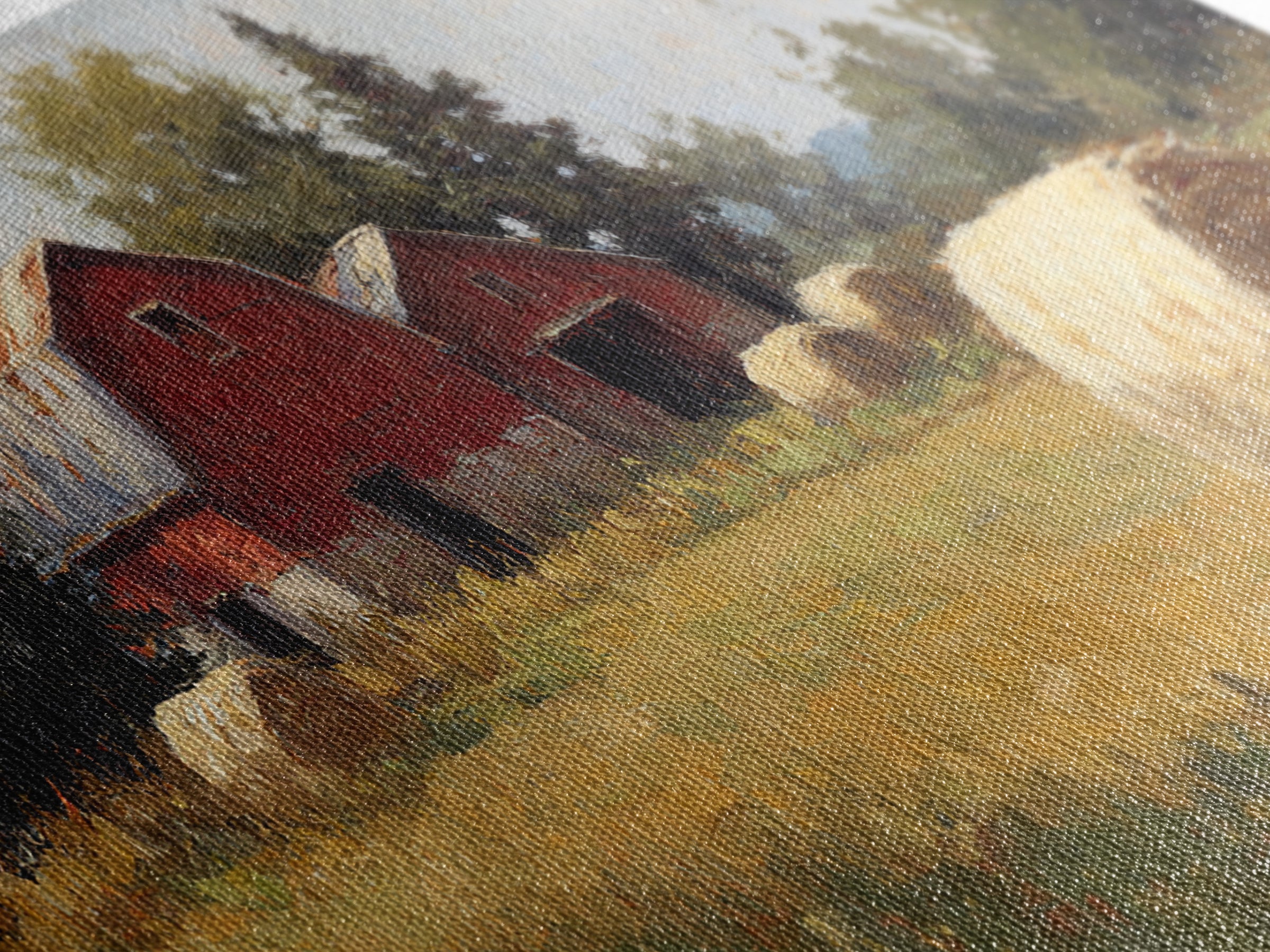 Hay Bales in Late Afternoon Sun Framed Canvas Print, Country Art, Home Decor, Farmhouse Decor, Fine Art, Country, Printable Art, COU-2x1-40
