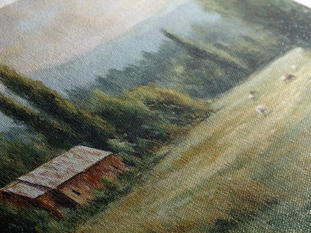 Rolling Pasture with Grazing Horses at Sunrise Canvas Print, Country Art, Large Wall Art, Farmhouse Decor, Fine Art, Country, COU-2x1-69
