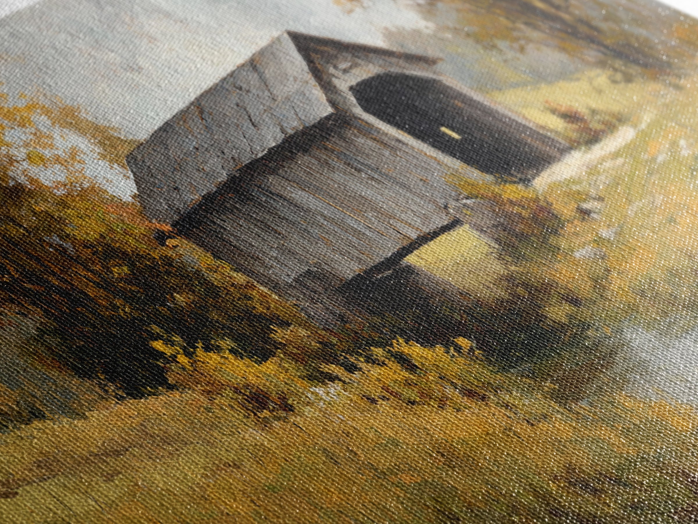 Covered Bridge over a Quiet Creek Framed Canvas Print, Country Art, Contemporary Art, Farmhouse Decor, Fine Art, Country, COU-2x1-83