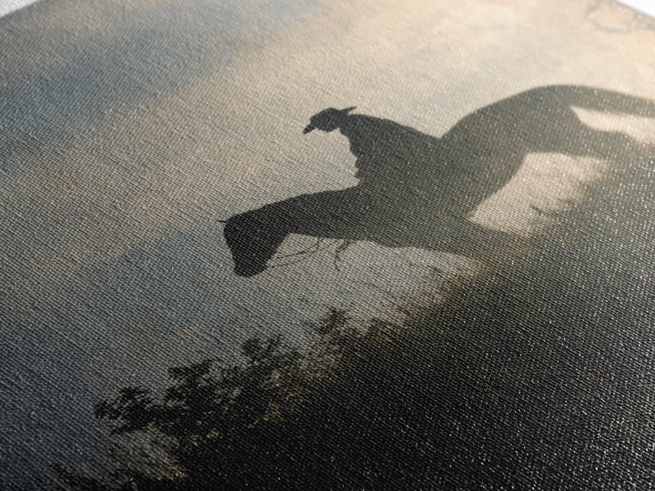 Horse and Rider Silhouette at Dusk Framed Canvas Print, Country Art, Wall Art, Farmhouse Decor, Fine Art, Country, COU-2x3-1