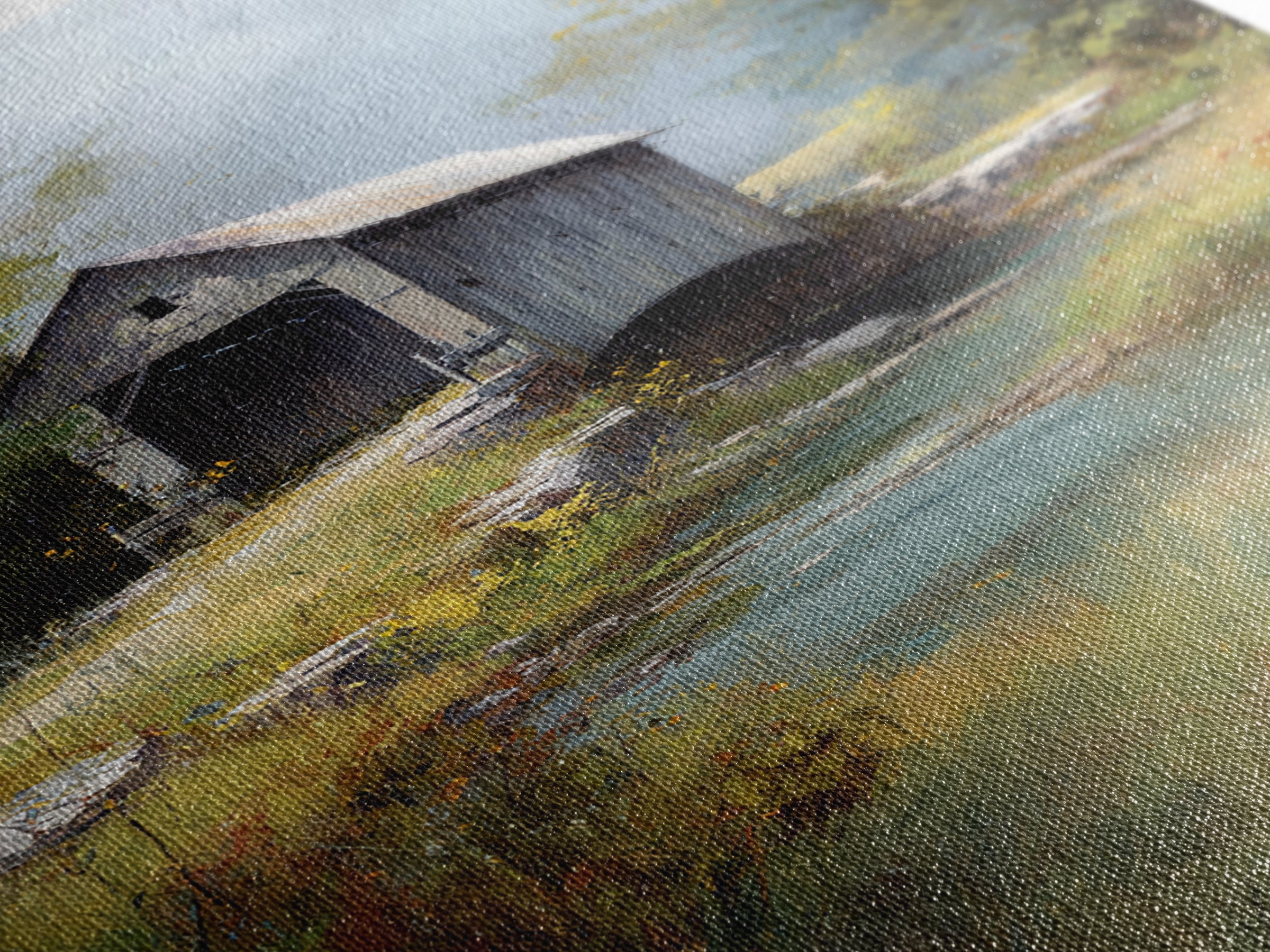 Covered Bridge over a Quiet Creek Canvas Print, Country Art, Luxury Decor, Farmhouse Decor, Fine Art, Country, COU-2x3-23