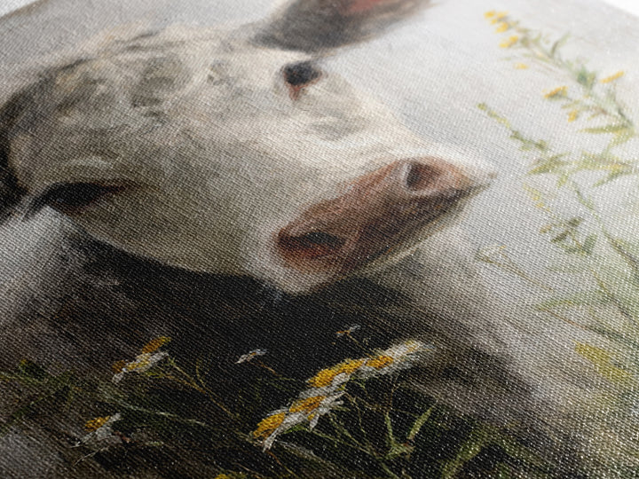 Cow Portrait with Gentle Farmhouse Personality Framed Canvas Print, Country Art, Digital Art Prints, Farmhouse Decor, Country, COU-2x3-36
