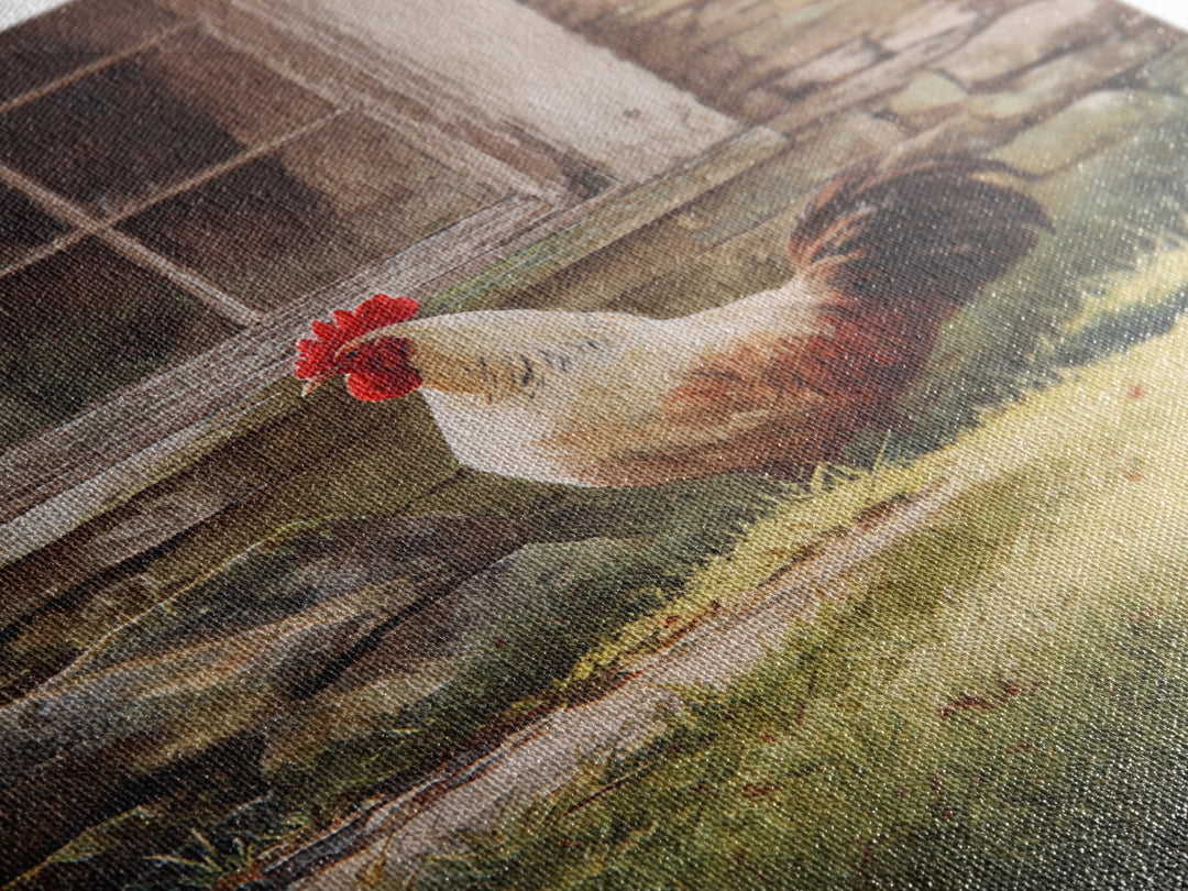 Rooster in Bold Folk Art Color Canvas Print, Country Art, Oil Painting, Farmhouse Decor, Fine Art, Country, Digital Art Prints, COU-2x3-61