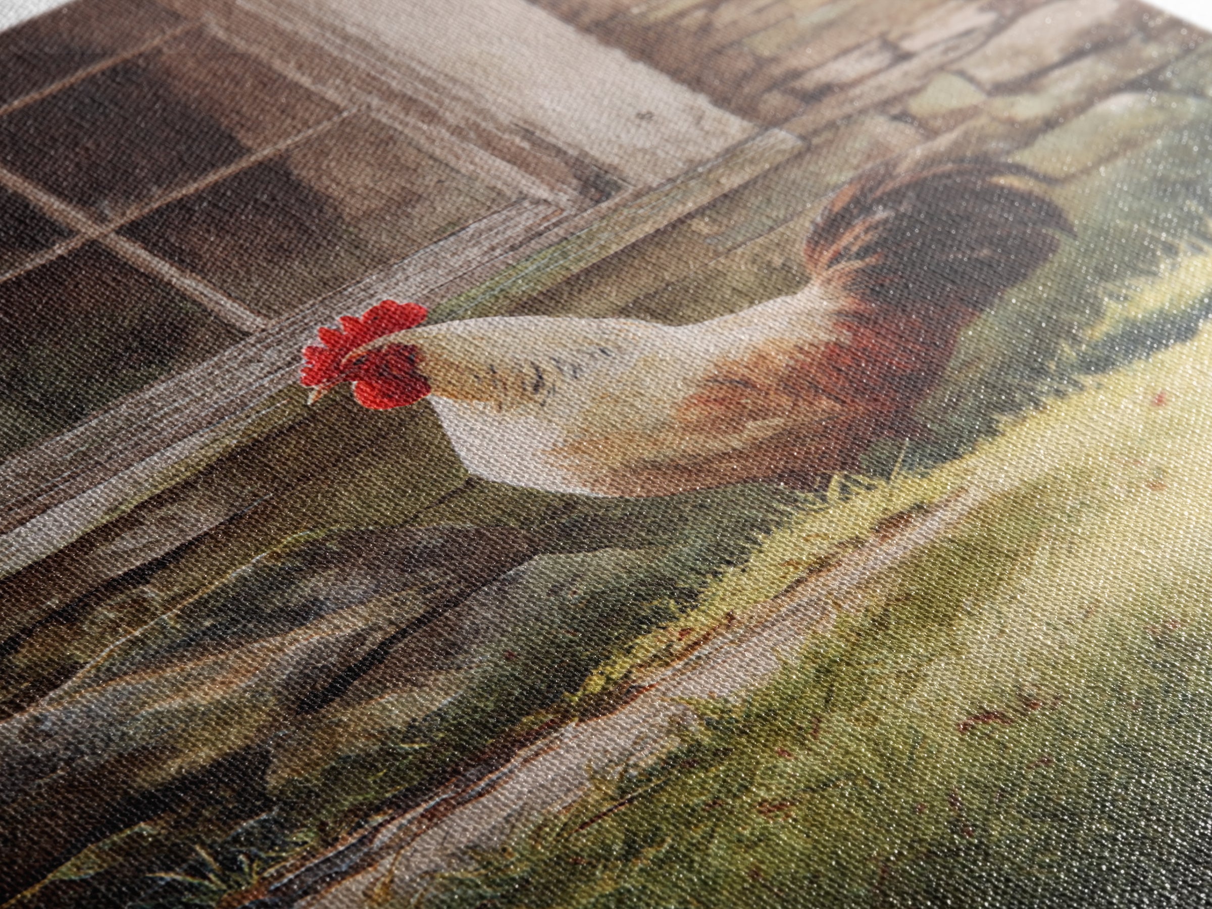 Rooster in Bold Folk Art Color Canvas Print, Country Art, Oil Painting, Farmhouse Decor, Fine Art, Country, Digital Art Prints, COU-2x3-61