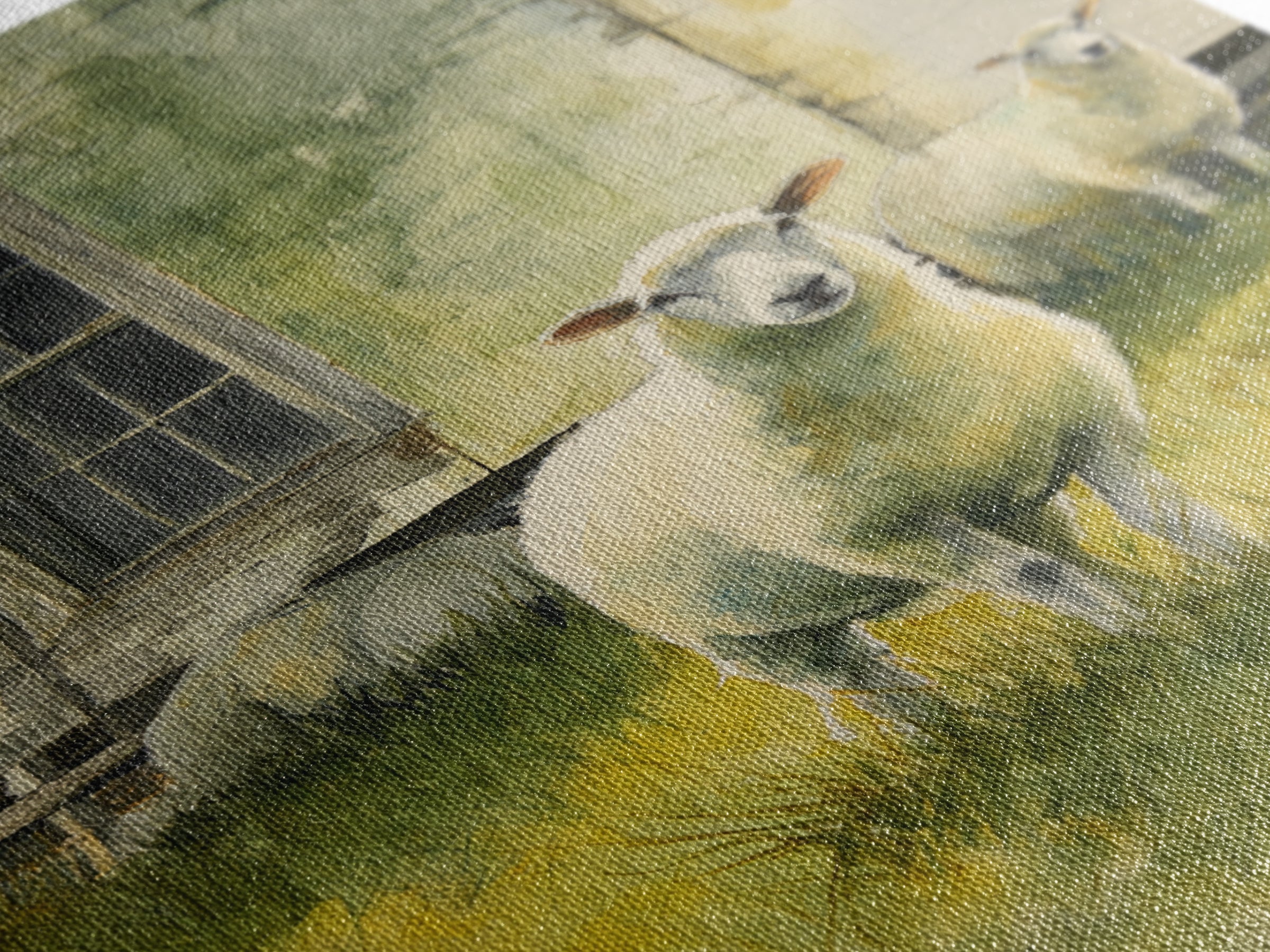 Watercolor Sheep in a Green Pasture Canvas Print, Country Art, Landscape Painting, Farmhouse Decor, Fine Art, Country, COU-2x3-7