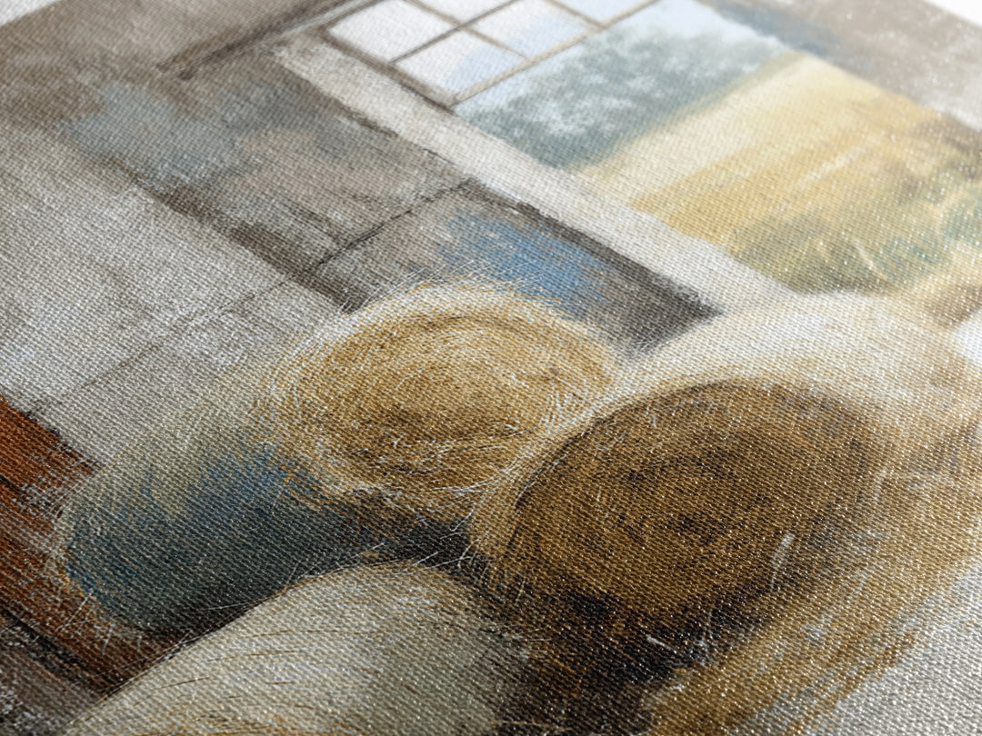 Hay Bales in Late Afternoon Sun Framed Canvas Print, Country Art, Farmhouse Decor, Fine Art, Country, Gallery Wall Art, COU-2x3-76