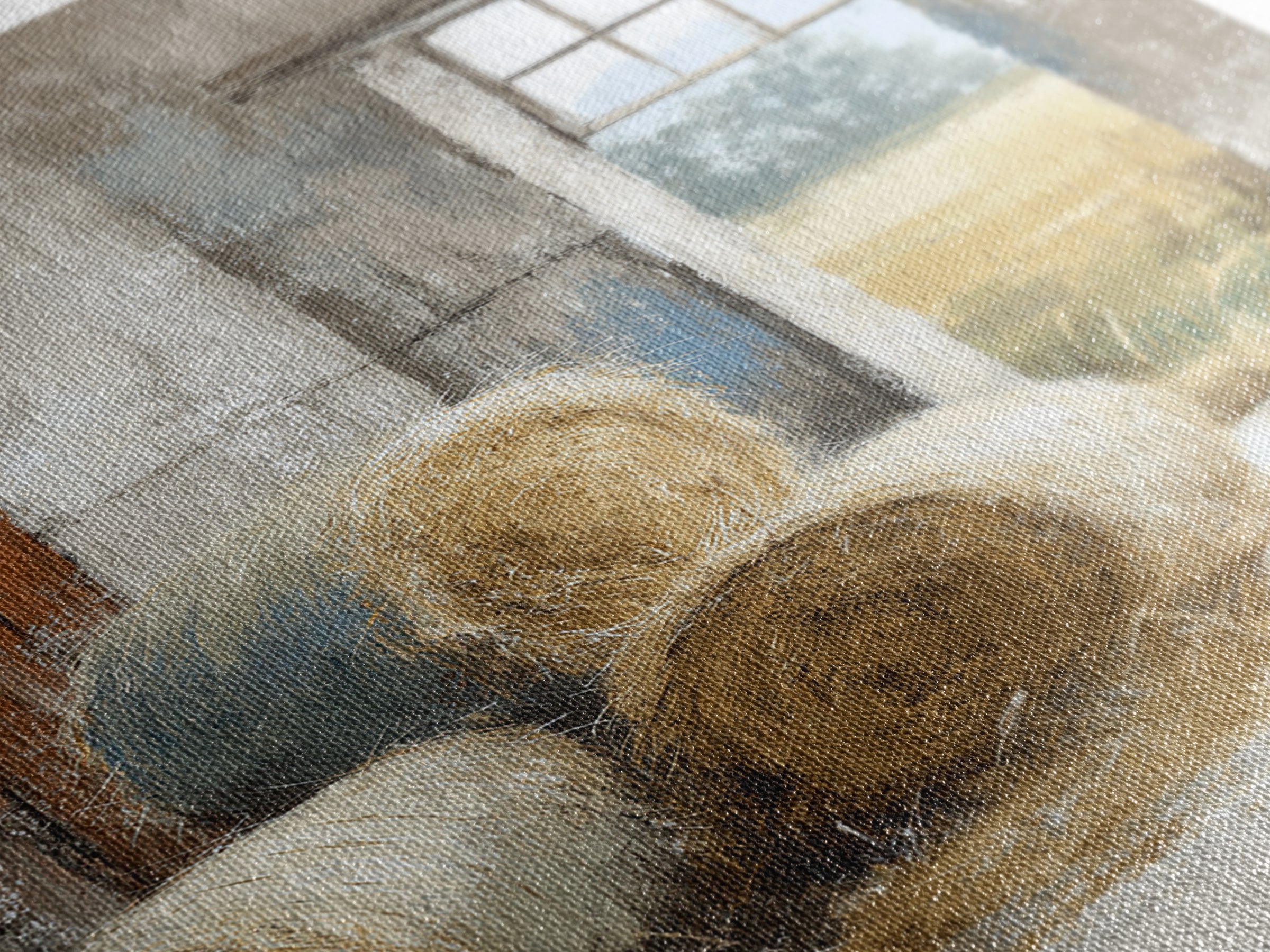Hay Bales in Late Afternoon Sun Framed Canvas Print, Country Art, Farmhouse Decor, Fine Art, Country, Gallery Wall Art, COU-2x3-76