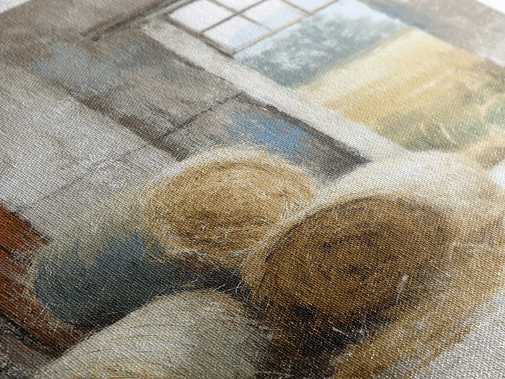Hay Bales in Late Afternoon Sun Framed Canvas Print, Country Art, Farmhouse Decor, Fine Art, Country, Gallery Wall Art, COU-2x3-76