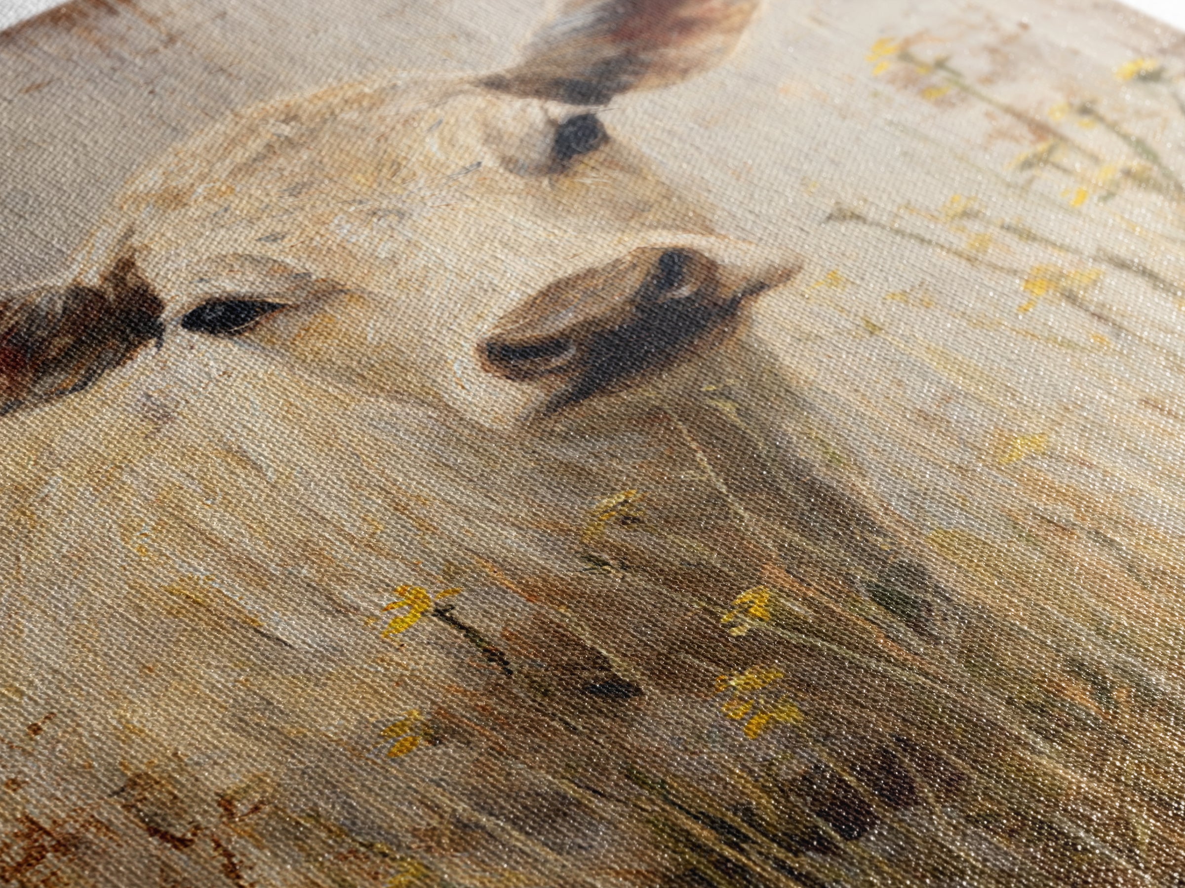 Cow Portrait with Gentle Farmhouse Personality Framed Canvas Print, Country Art, Landscape Painting, Farmhouse Decor, Country, COU-2x3-84