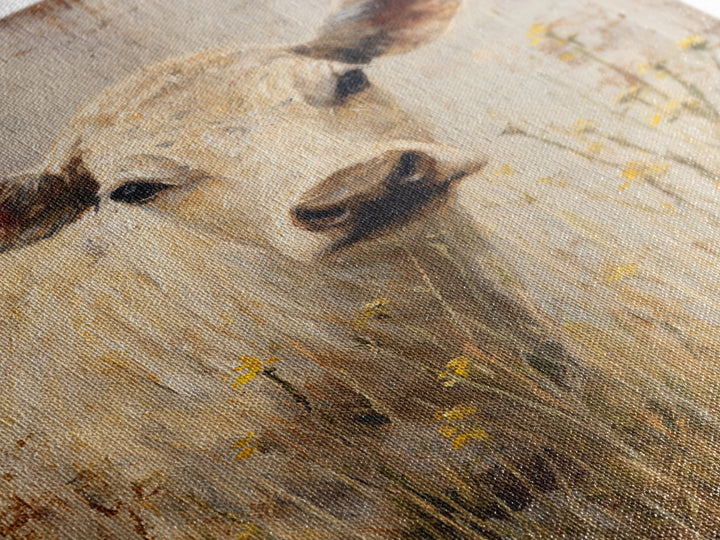 Cow Portrait with Gentle Farmhouse Personality Framed Canvas Print, Country Art, Landscape Painting, Farmhouse Decor, Country, COU-2x3-84