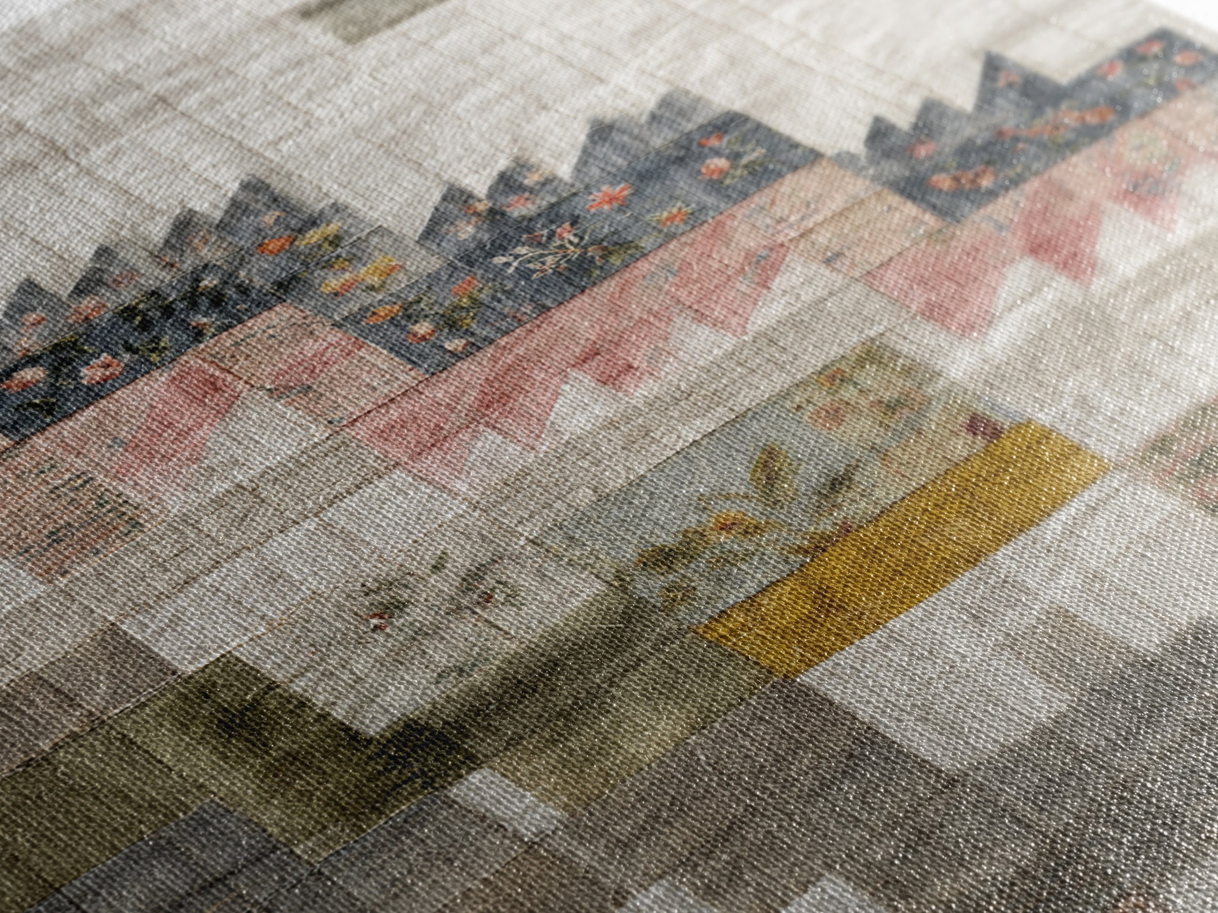 Quilt Geometric Folk Pattern Framed Canvas Print, Country Art, Gallery Decor, Farmhouse Decor, Fine Art, Country, COU-2x3-92