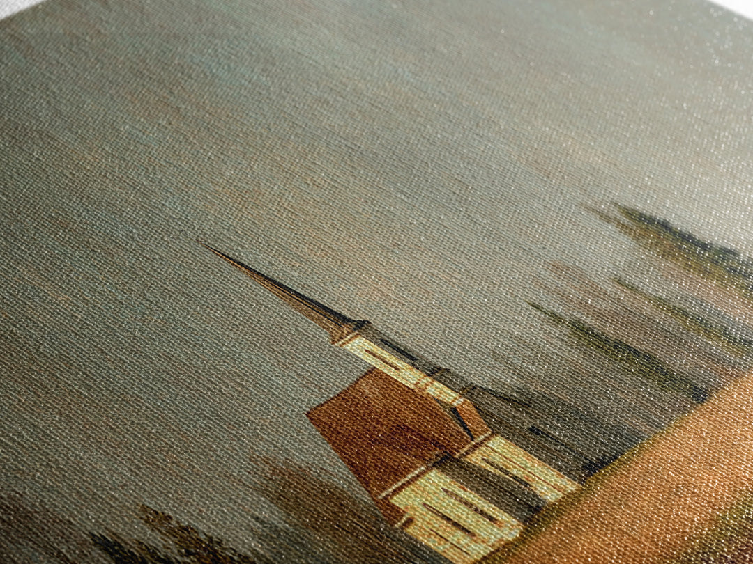 Country Church Steeple Beyond Trees Canvas Print, Country Art, Farmhouse Wall Art, Farmhouse Decor, Watercolor Art, Country, COU-3x1-11