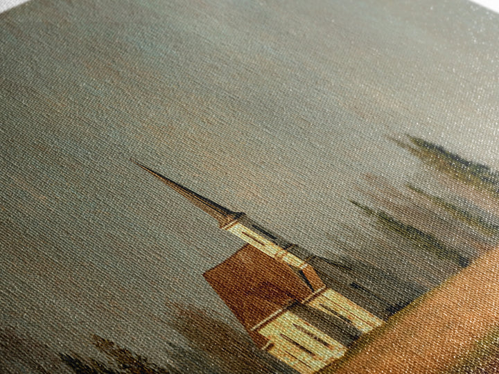 Country Church Steeple Beyond Trees Canvas Print, Country Art, Farmhouse Wall Art, Farmhouse Decor, Watercolor Art, Country, COU-3x1-11