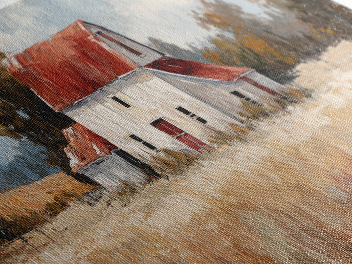 White Farmhouse Surrounded by Tall Grass Framed Canvas Print, Country Art, Art Prints, Farmhouse Decor, Fine Art, Country, COU-3x1-2