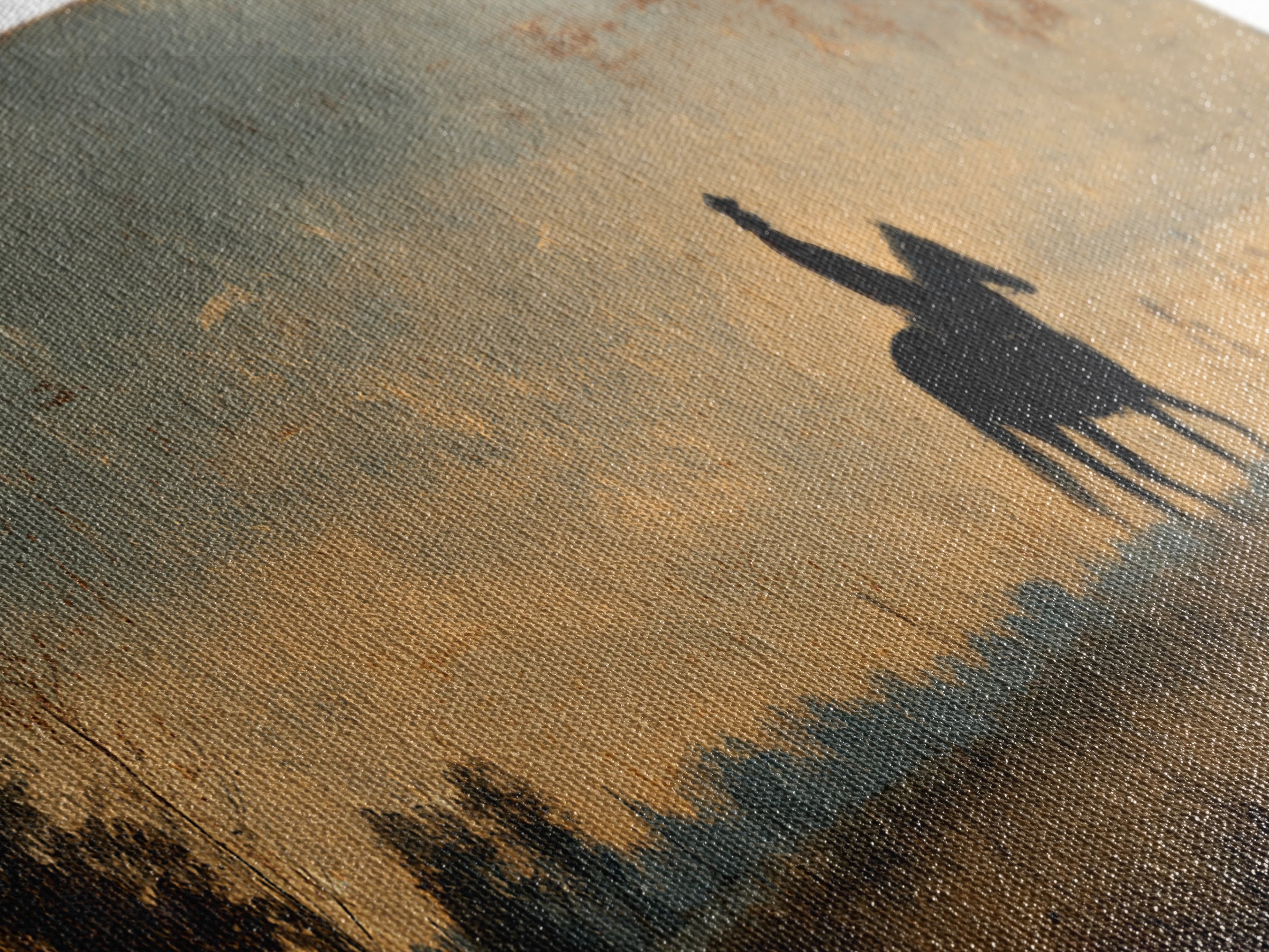 Horse and Rider Silhouette at Dusk Canvas Print, Country Art, Farmhouse Decor, Country, Gallery Wall Art, Landscape Wall Art, COU-3x1-33