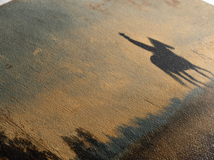 Horse and Rider Silhouette at Dusk Canvas Print, Country Art, Farmhouse Decor, Country, Gallery Wall Art, Landscape Wall Art, COU-3x1-33