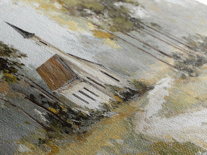 Country Church Steeple Beyond Trees Canvas Print, Country Art, Luxury Decor, Farmhouse Decor, Fine Art, Country, COU-3x1-35