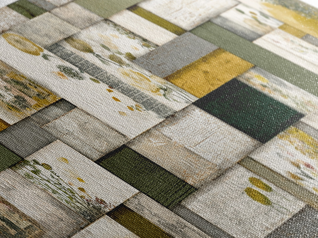 Quilt Geometric Folk Pattern Canvas Print, Country Art, Floral Wall Art, Farmhouse Decor, Abstract Art, Country, Fine Art Print, COU-3x1-4