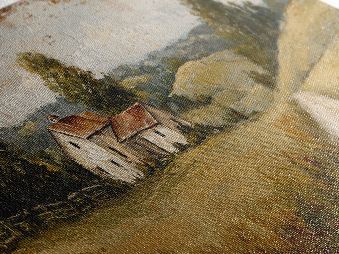 Country Road Disappearing into Green Hills Canvas Print, Country Art, Oil Painting, Farmhouse Decor, Fine Art, Country, COU-3x1-71