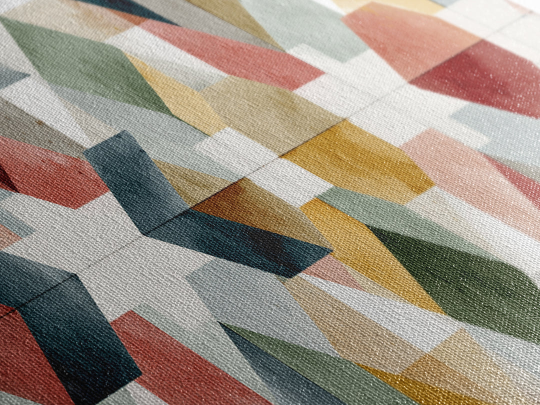 Quilt Geometric Folk Pattern Canvas Print, Country Art, Home Decor, Farmhouse Decor, Fine Art, Country, Printable Art, COU-3x1-76