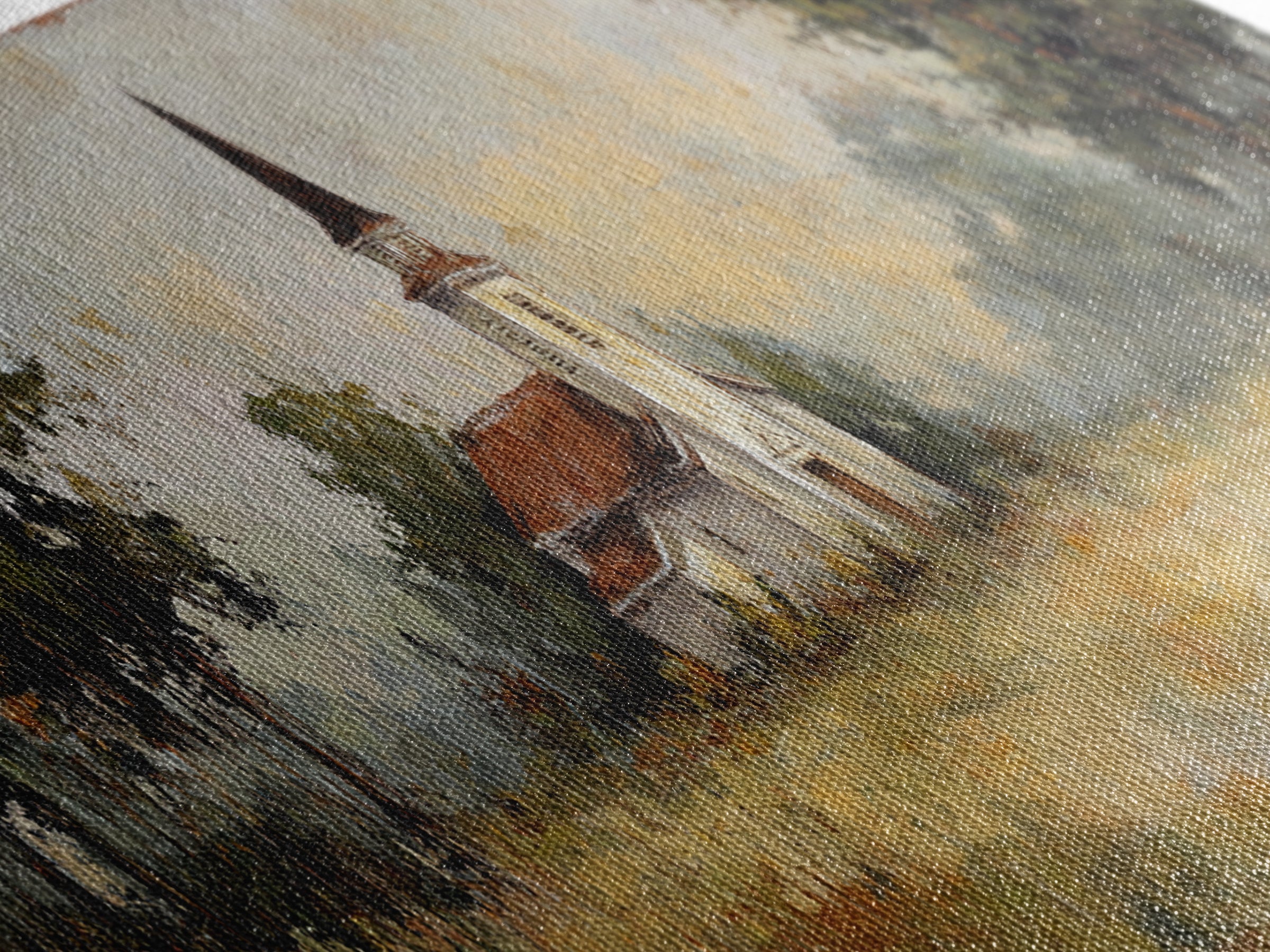 Country Church Steeple Beyond Trees Canvas Print, Country Art, Art Print, Farmhouse Decor, Country, Watercolor Painting, COU-3x1-83