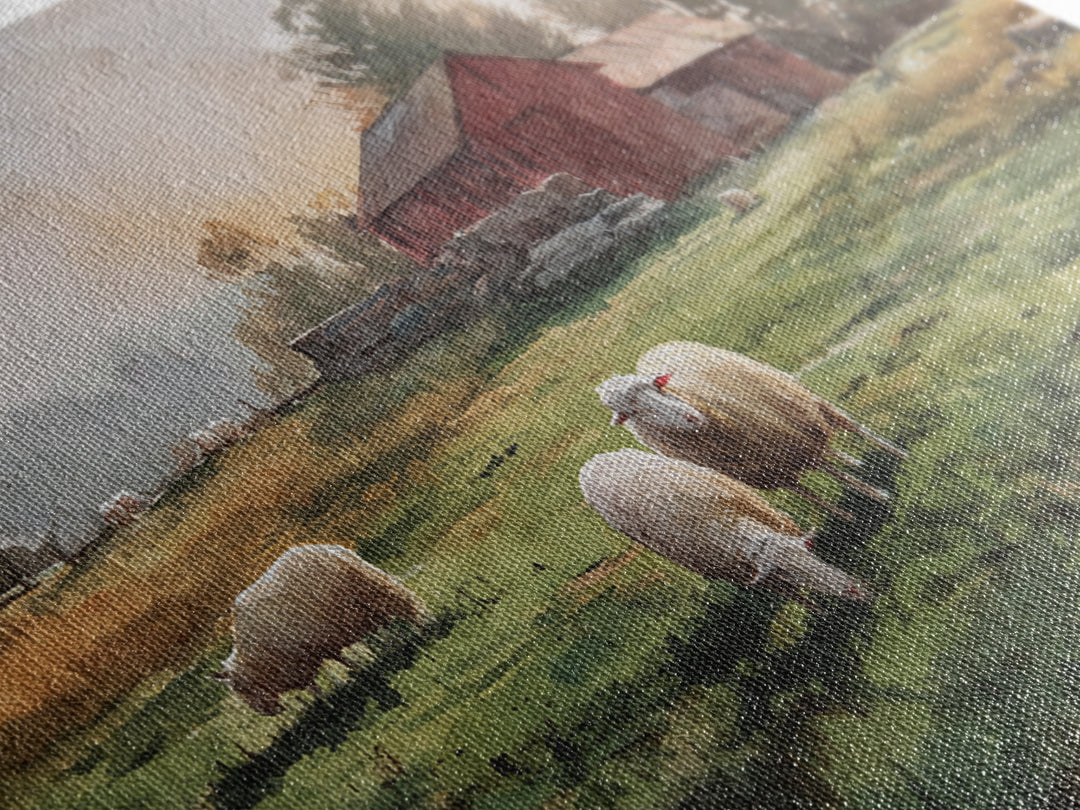 Watercolor Sheep in a Green Pasture Canvas Print, Country Art, Printable Art, Farmhouse Decor, Country, French Country, COU-3x2-3
