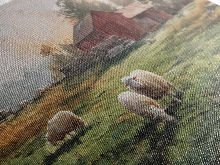 Watercolor Sheep in a Green Pasture Canvas Print, Country Art, Printable Art, Farmhouse Decor, Country, French Country, COU-3x2-3