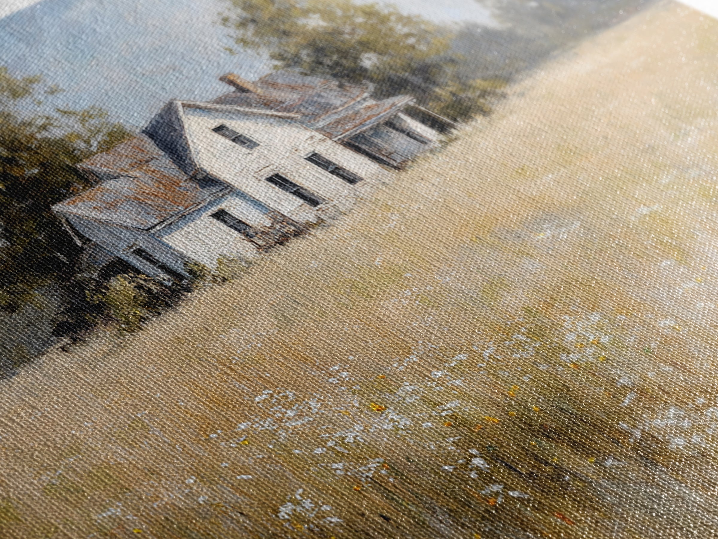 White Farmhouse Surrounded by Tall Grass Canvas Print, Country Art, Digital Print, Farmhouse Decor, Fine Art, Country, COU-3x2-62