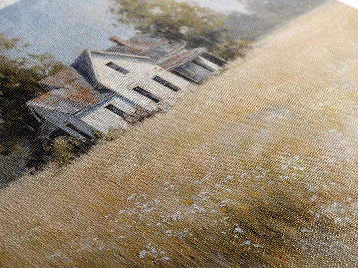 White Farmhouse Surrounded by Tall Grass Canvas Print, Country Art, Digital Print, Farmhouse Decor, Fine Art, Country, COU-3x2-62