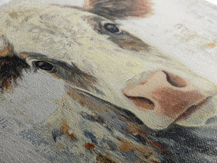 Cow Portrait with Gentle Farmhouse Personality Framed Canvas Print, Country Art, Large Wall Art, Farmhouse Decor, Country, COU-3x2-8