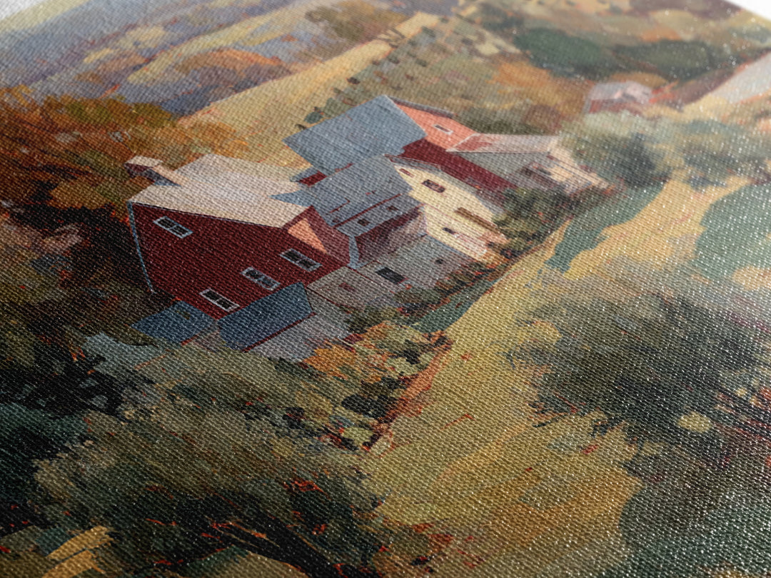 Apple Orchard with Warm Autumn Light Framed Canvas Print, Country Art, Landscape Painting, Farmhouse Decor, Oil Painting, COU-3x2-82
