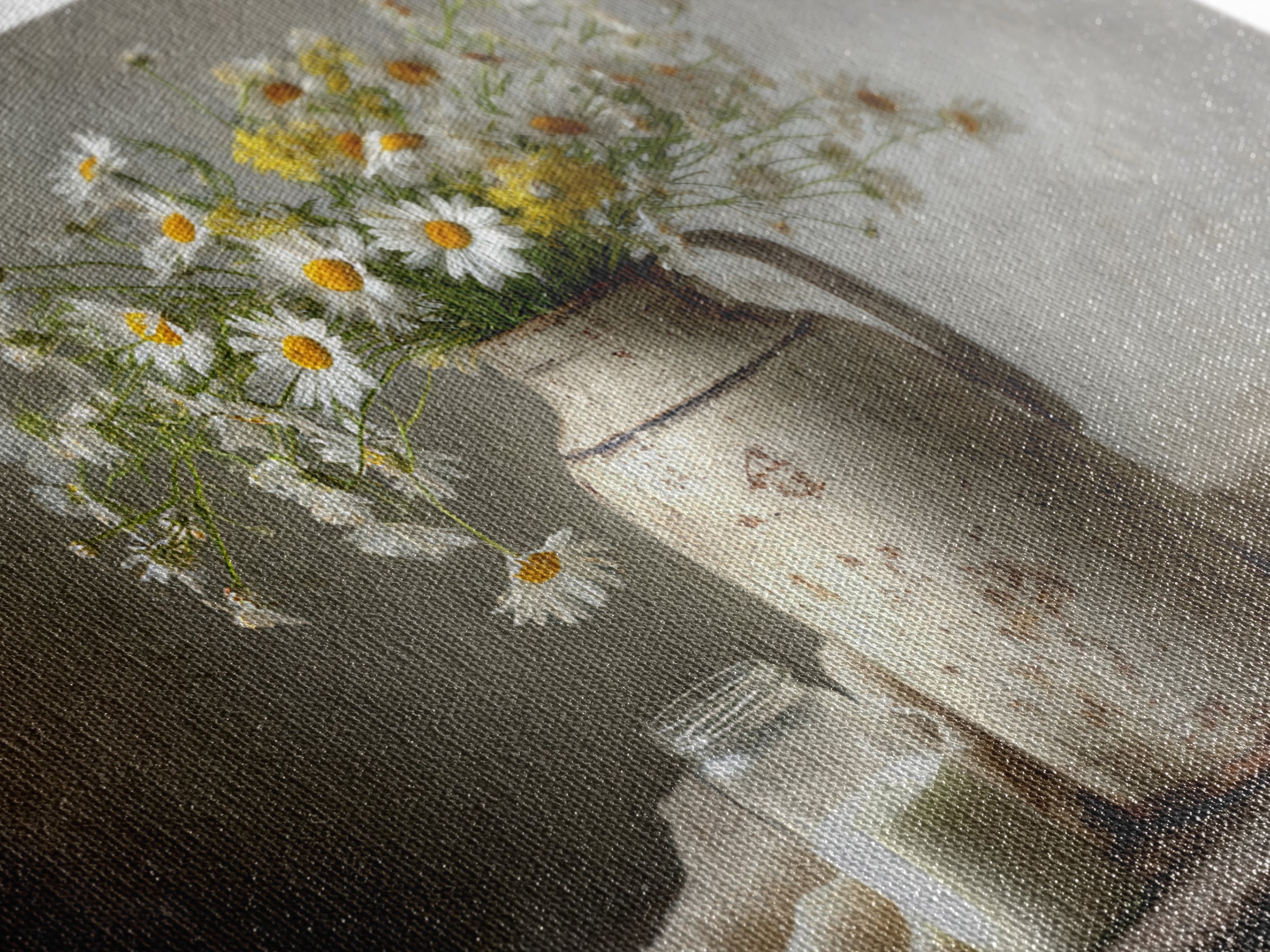 Milk Can and Daisies Rustic Still Life Canvas Print, Country Art, Gallery Wall Art, Farmhouse Decor, Oil Painting, Country, COU-3x2-89