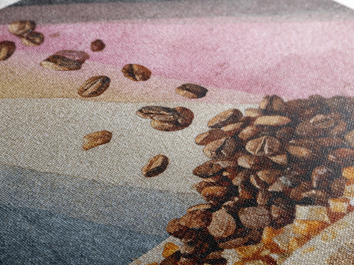 Roasted Beans Falling Through Dark Space Framed Canvas Print, Coffee Shop Art, Kitchen Wall Art, Cafe Decor, Fine Art, Cafe, CSA-1x1-44
