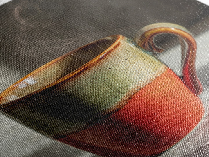 Espresso Cup with Rising Steam and Warm Canvas Print, Coffee Shop Art, Room Decor, Cafe Decor, Fine Art, Cafe, Canvas Wall Art, CSA-1x1-49