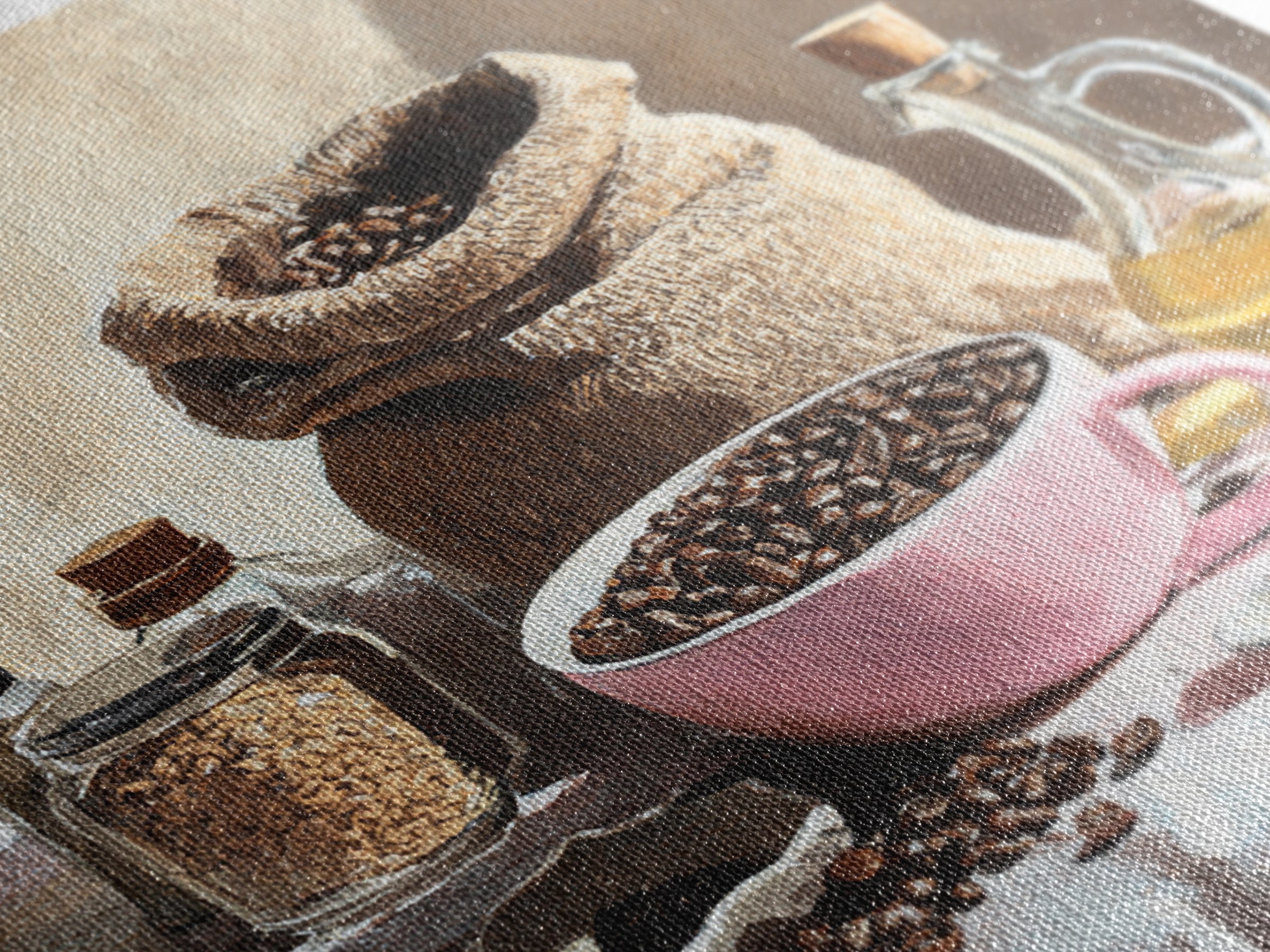Coffee Beans and Burlap Sack Still Life Canvas Print, Coffee Shop Art, Textured Painting, Cafe Decor, Fine Art, Cafe, CSA-1x1-98