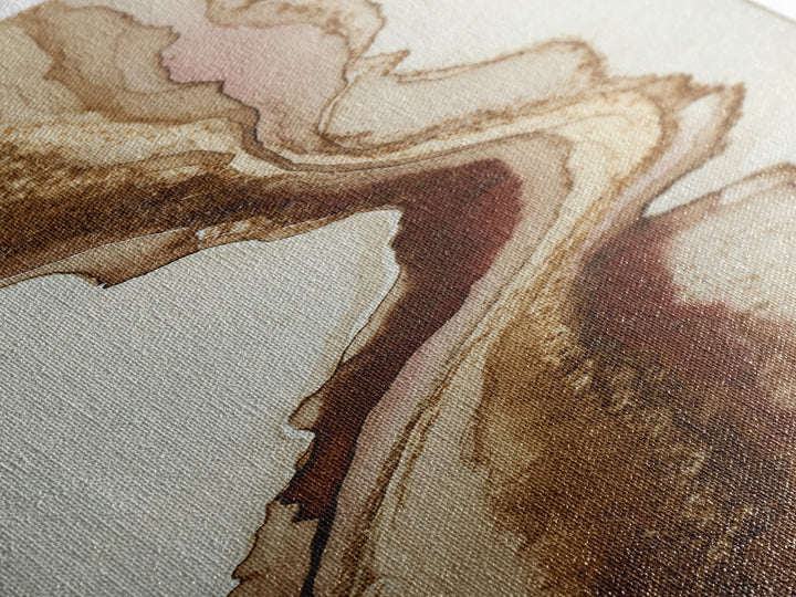 Abstract Brown and Cream Coffee Swirl Framed Canvas Print, Coffee Shop Art, Wall Art, Cafe Decor, Abstract Art, Cafe, CSA-1x3-45