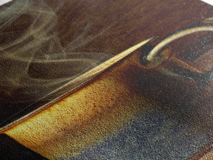 Espresso Cup with Rising Steam and Warm Canvas Print, Coffee Shop Art, Gothic Home Decor, Cafe Decor, Fine Art, Cafe, CSA-1x3-85
