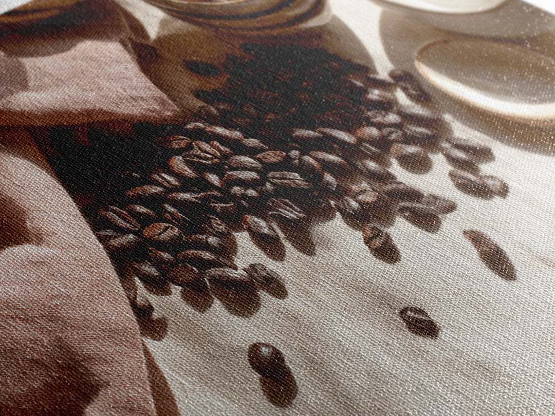 Roasted Beans Falling Through Dark Space Framed Canvas Print, Coffee Shop Art, Fine Art Print, Cafe Decor, Fine Art, Cafe, CSA-2x1-16