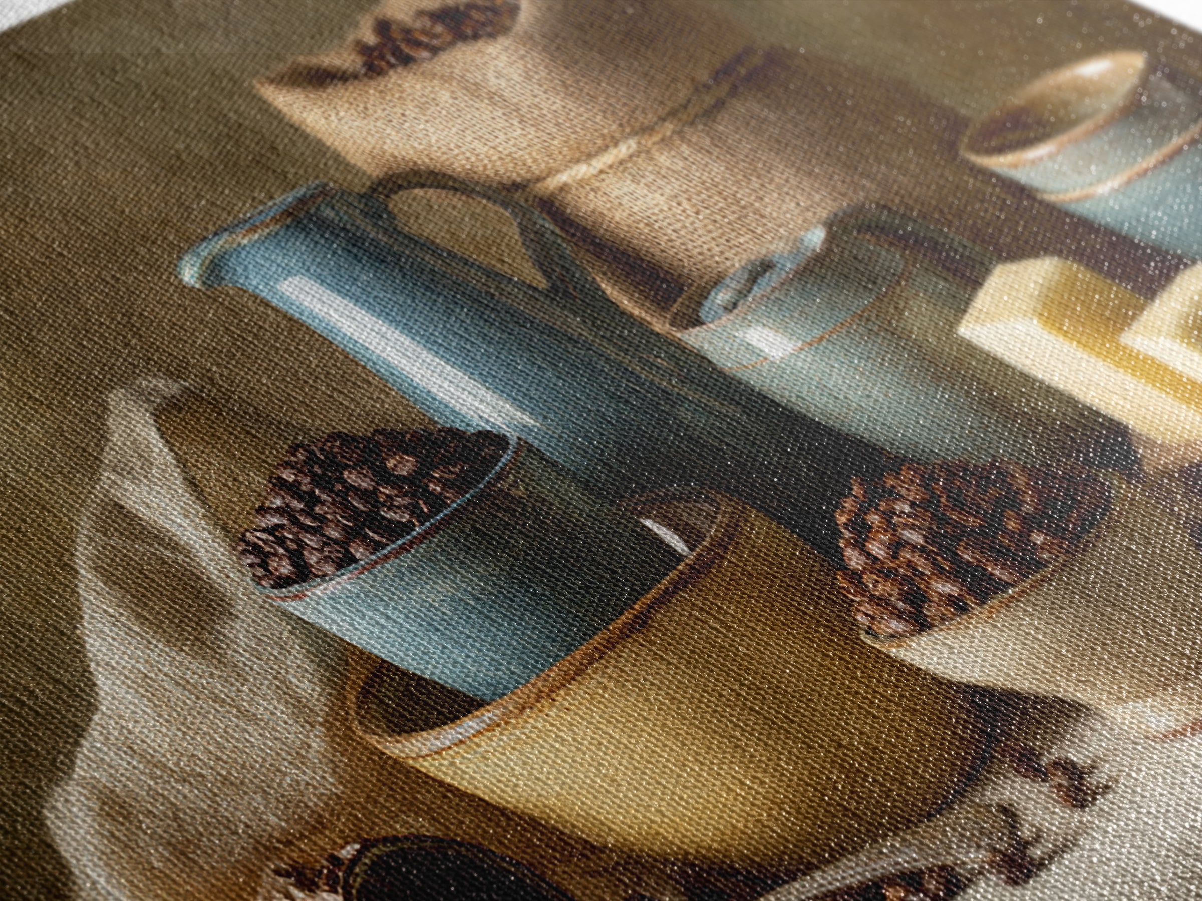 Coffee Beans and Burlap Sack Still Life Canvas Print, Coffee Shop Art, Textured Painting, Cafe Decor, Fine Art, Cafe, CSA-2x1-22
