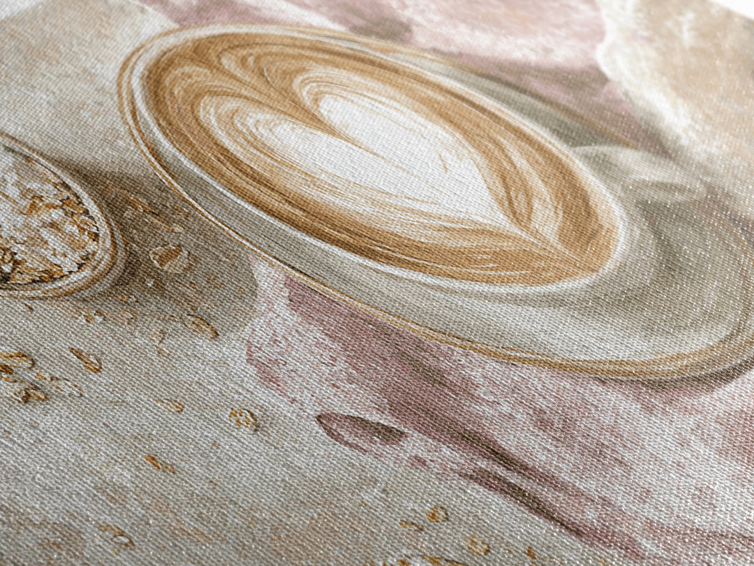 Latte Art Heart Seen from Above Canvas Print, Coffee Shop Art, Art Print, Cafe Decor, Fine Art, Cafe, Dark Academia Decor, CSA-2x1-48