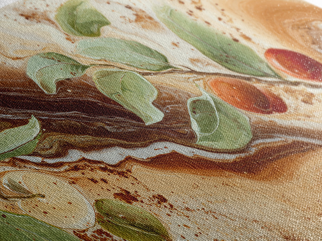 Abstract Brown and Cream Coffee Swirl Framed Canvas Print, Coffee Shop Art, Kitchen Decor, Cafe Decor, Abstract Art, Cafe, CSA-2x1-5