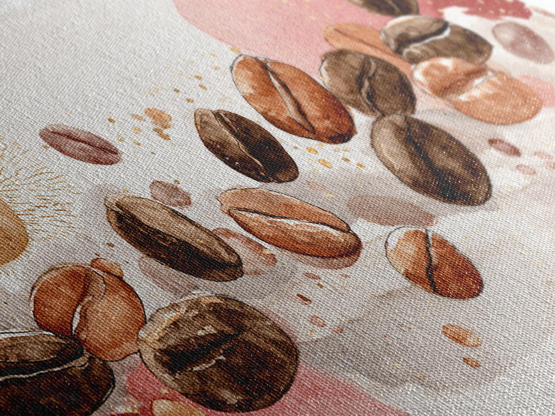 Roasted Beans Falling Through Dark Space Framed Canvas Print, Coffee Shop Art, Kitchen Art, Cafe Decor, Fine Art, Cafe, CSA-2x1-88