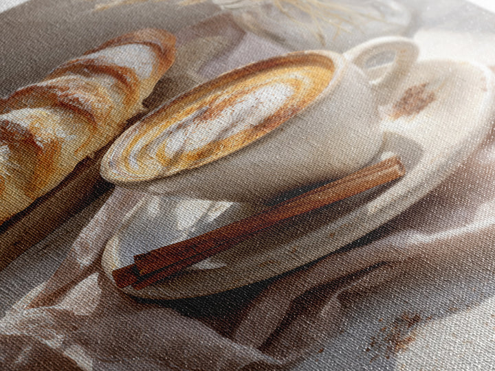 Cinnamon Sticks and Cappuccino Foam Still Life Canvas Print, Coffee Shop Art, Statement Artwork, Cafe Decor, Fine Art, Cafe, CSA-2x3-32